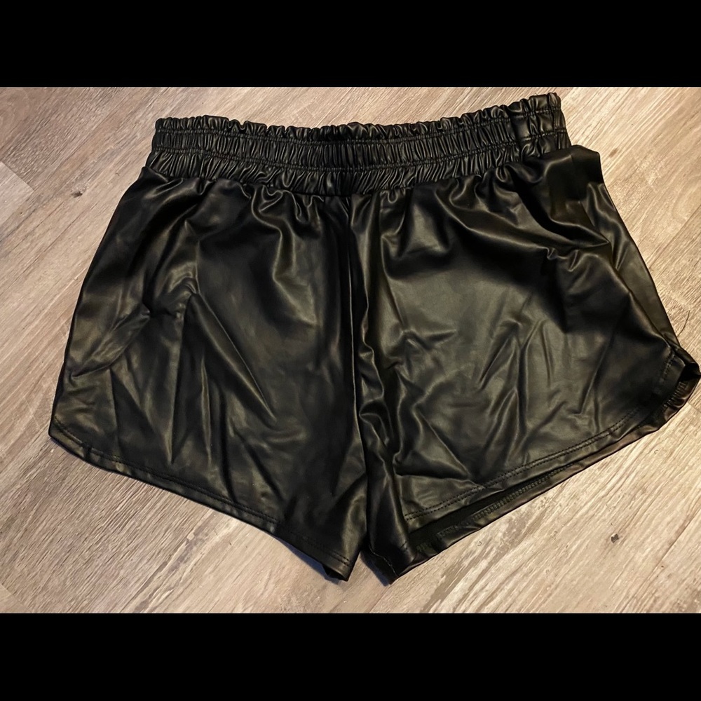 Black Mini pleather shorts